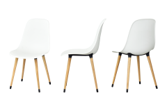Eames Sandalye Payas Metal Ayak Mutfak Bahçe Balkon Bistro ve Cafe Masa Takımı 70x70 Cm Beyaz - Siyah/Naturel