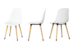 Eames Sandalye Payas Metal Ayak Mutfak Bahçe Balkon Bistro ve Cafe Masa Takımı 70x70 Cm Beyaz - Vizon/Naturel