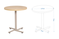 Eames Sandalye Payas Metal Ayak Mutfak Bahçe Balkon Bistro ve Cafe Masa Takımı 70x70 Cm Beyaz - Vizon/Naturel