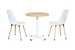 Eames Sandalye Payas Metal Ayak Mutfak Bahçe Balkon Bistro ve Cafe Masa Takımı 70x70 Cm Beyaz - Beyaz/Naturel