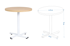 Eames Sandalye Payas Metal Ayak Mutfak Bahçe Balkon Bistro ve Cafe Masa Takımı 70x70 Cm Beyaz - Beyaz/Naturel