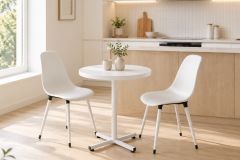 Eames Sandalye Payas Metal Ayak Mutfak Bahçe Balkon Bistro ve Cafe Masa Takımı 70x70 Cm Beyaz - Beyaz/Beyaz