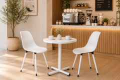 Eames Sandalye Payas Metal Ayak Mutfak Bahçe Balkon Bistro ve Cafe Masa Takımı 70x70 Cm Beyaz - Beyaz/Beyaz