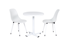Eames Sandalye Payas Metal Ayak Mutfak Bahçe Balkon Bistro ve Cafe Masa Takımı 70x70 Cm Beyaz - Beyaz/Beyaz