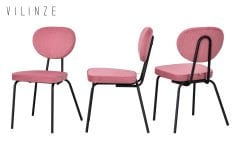 Vilinze Damla Sevilla Metal Sandalye Siyah - Pembe